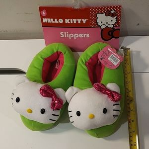 Brand new green on the outside and pink on the inside Hello Kitty slippers.